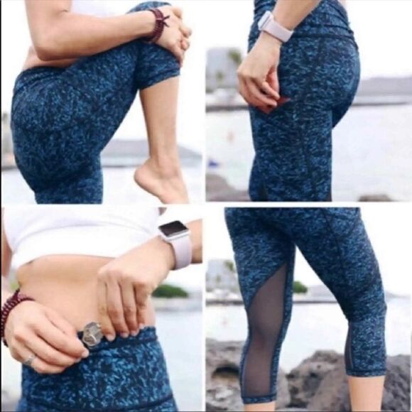 Lululemon Outrun 17" Crop Leggings Iced Wave Capri Black Size 6 - Picture 2 of 9